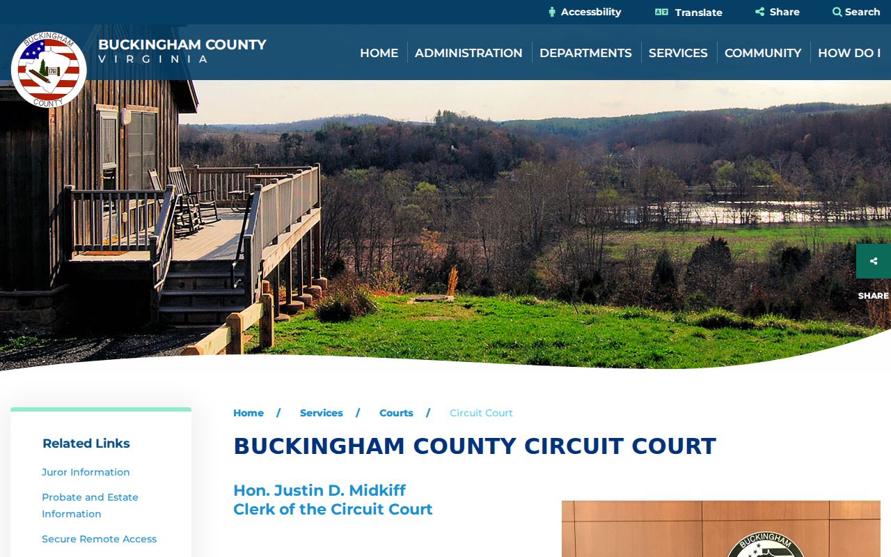 Buckingham County warrant records, Circuit Court clerk information