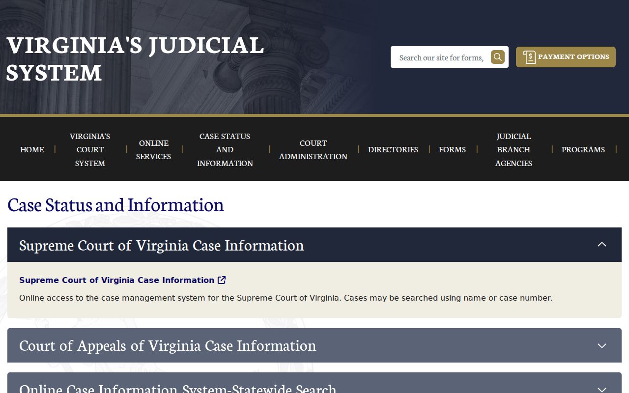 Buckingham County warrant lookup, Virginia Online Case Information System