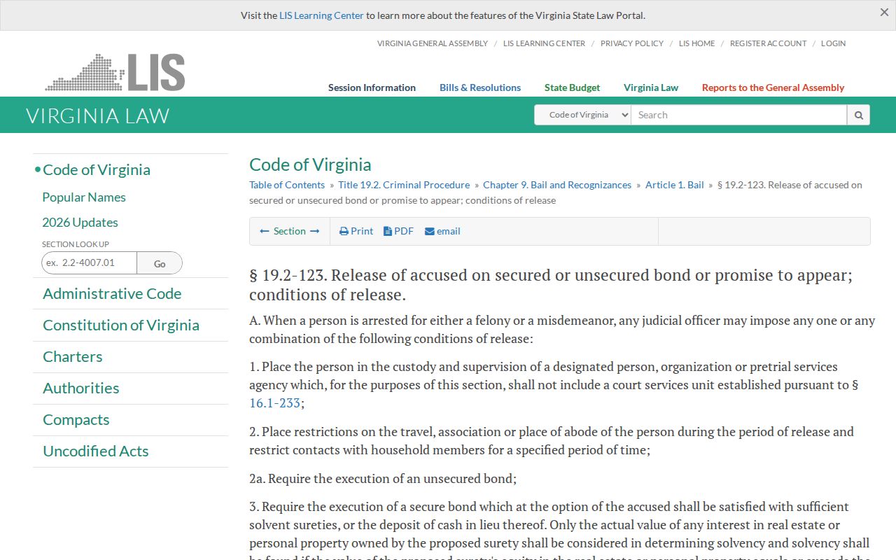 Buckingham County bench warrant records, Virginia Code section 19.2-123