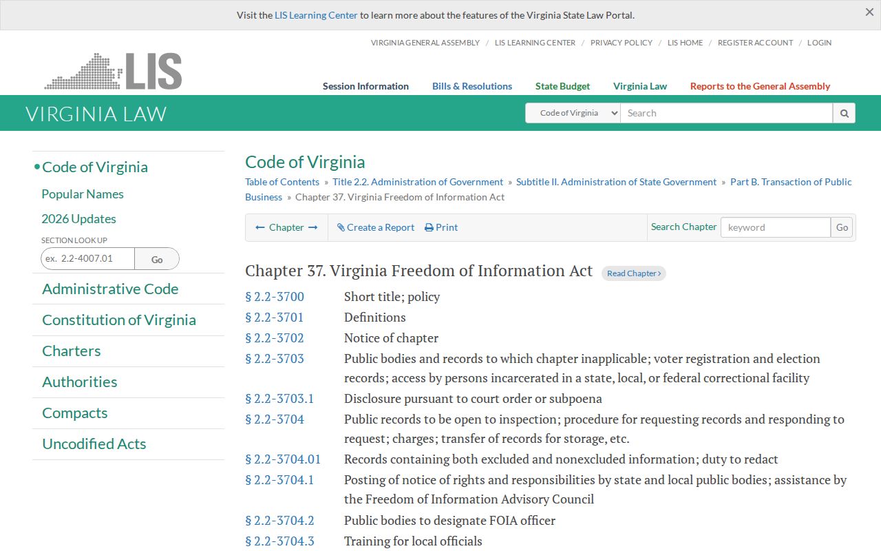 Buckingham County municipal warrant records, Virginia FOIA access law