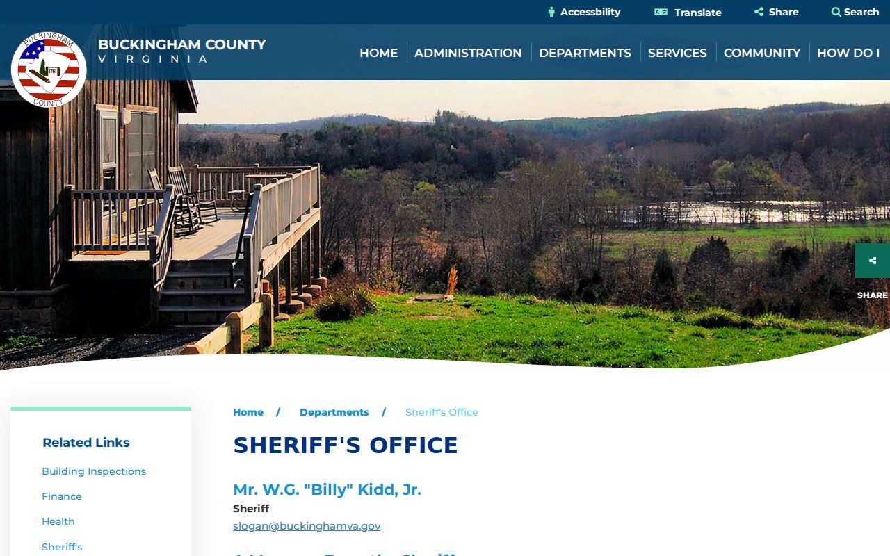 Buckingham County warrant records, Sheriff’s Office public contact page