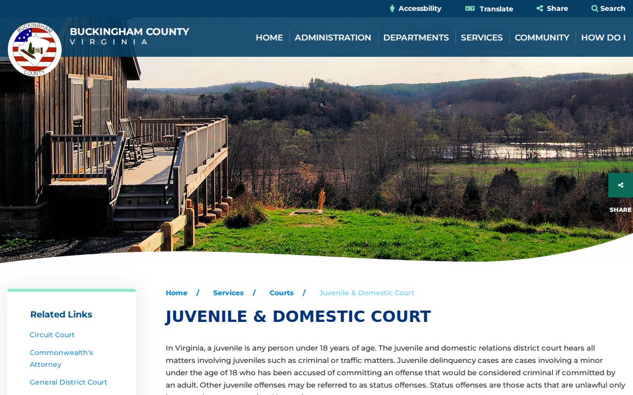 Buckingham County warrant records, Juvenile and Domestic Relations Court information